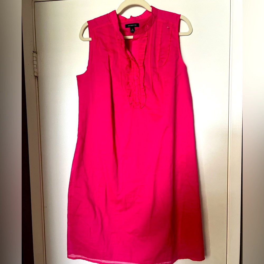 Lands End Pink Sleeveless Henly Dress size 10 fuschia